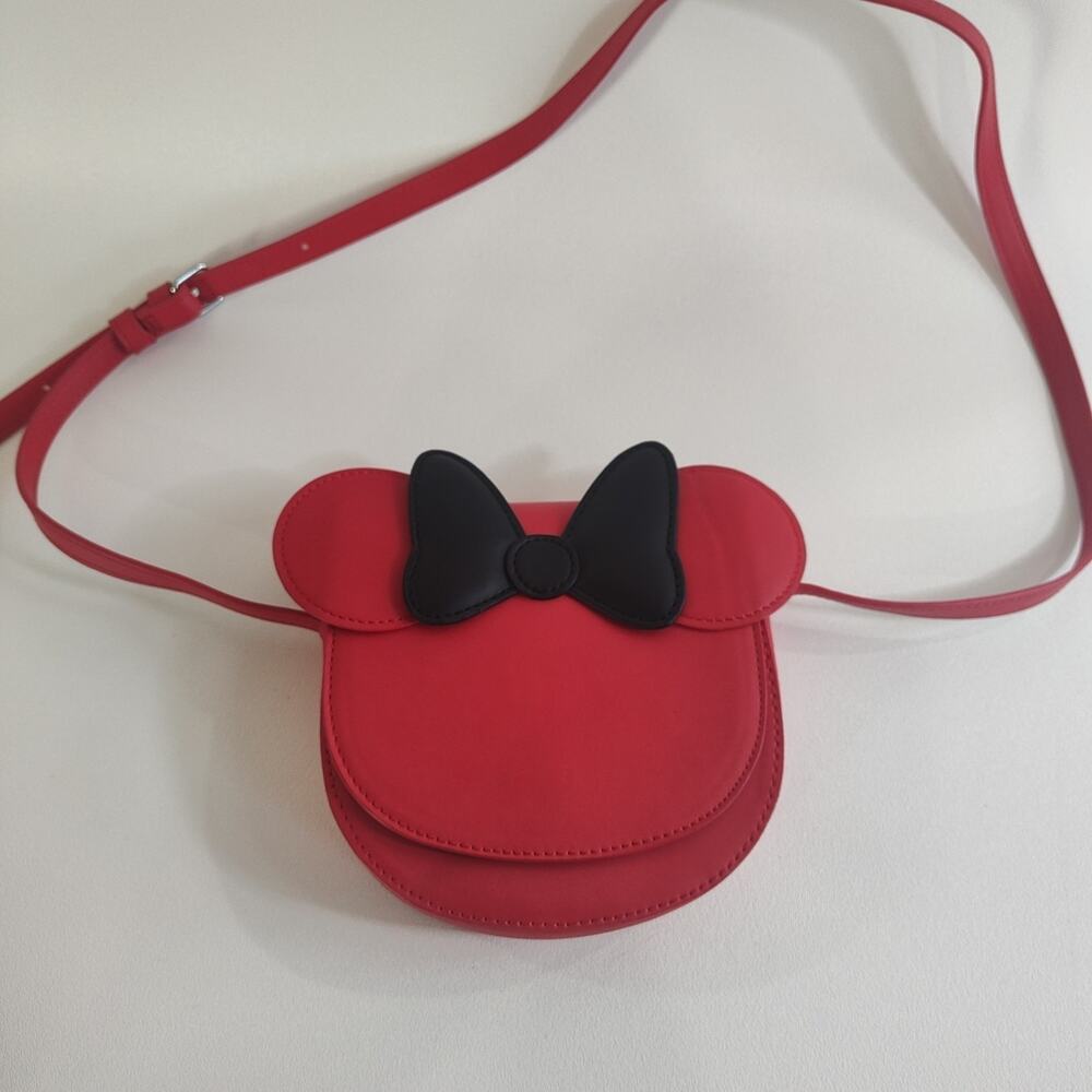 Disney Parks Minnie Mouse Red Bow Black‎ Adjustable Strap Handbag